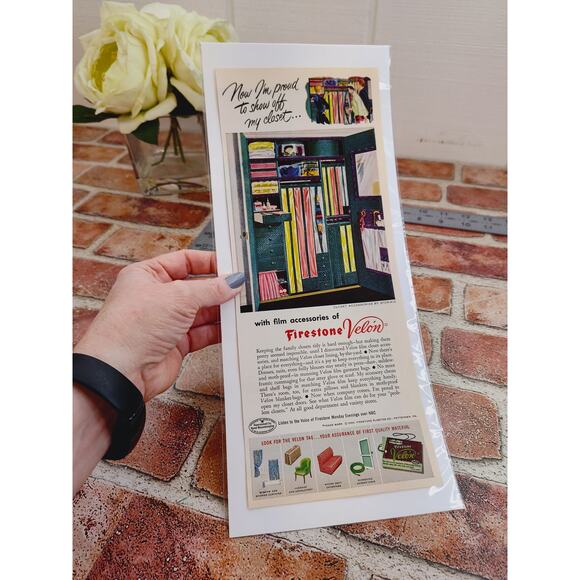 1950 Firestone Velon Closet Accessories Organized MCM Stylish Vtg Print Ad - Picture 3 of 6